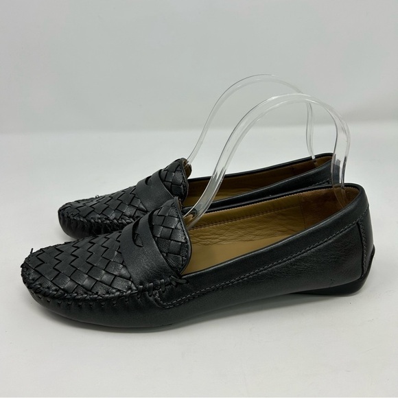 Robert Zur Dark Gray Silver Leather Quality Woven Driving Loafers Size 8.5 - Picture 6 of 14